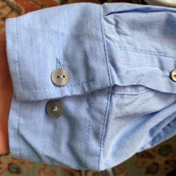 ALFANI Blue Cotton Button Down Shirt - Picture 5 of 5